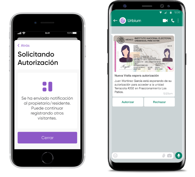 Autorización de visitas por WhatsApp en Urbium
